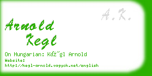 arnold kegl business card